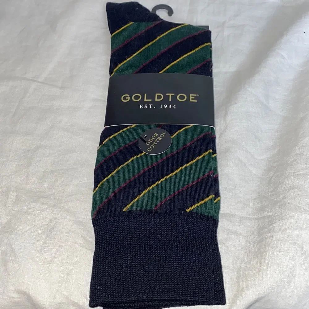 GOLD TOE Midnight Rep StripeCrew Socks-6-12.5 NWT